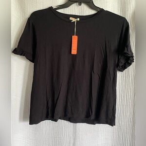 Sundry Black Top with Ruffle Sleeves